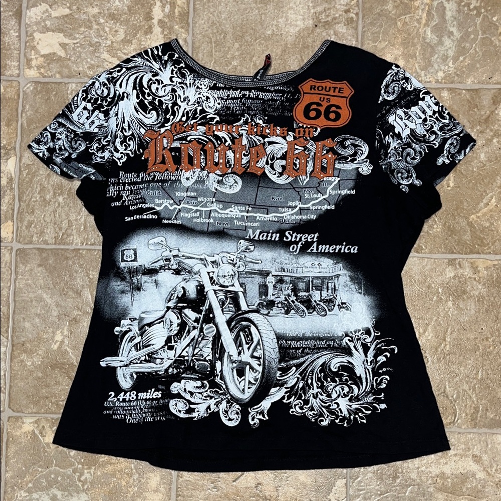 Route 66 Graphic Black Women's Top